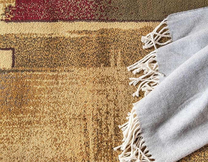 Unique Loom Barista Collection Area Rug - Timor (5' 1" x 8' Rectangle, Multi/ Red)