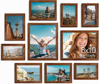 Vittanly Picture Frames Set of 10, Picture Frames Collage Wall Decor with Two 8x10, Four 5x7, and Four 4x6 Photo Frames, Gallery Wall Frame Set for Wall or Tabletop Display, Walnut Brown
