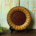 CVHOMEDECO. Sunflower Plate with Rack Primitives Rustic Display Wooden Plate Home and Office Décor Art, 11 Inch (Mustard Plate with Rack)