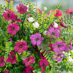 Artificial Flowers for Outdoors Spring Decoration, 12 Bundles Fake Flower Daisy with Realistic Eucalyptus Leaves, Faux Plants for Greenery Boxwood Porch Patio Garden Pot Lawn