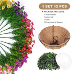 Artificial Faux Hanging Plants Flowers Basket for Outdoors Spring Summer Decoration,Hanging Planters with Fake Silk Flowers UV Resistant Realistic for Outside Porch Patio Balcony Garden （6 Multicolor）
