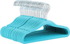 Amazon Basics Kids Velvet, Non-Slip Clothes Hangers for Infant and Toddler, 11.6 inches (for Baby Clothes), Pack of 50, Blue