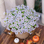 Artificial Faux Flowers Plants for Outdoors Spring Summer Decoration,12 Bundles Realistic Fake Plants Silk Daisy Flowers UV Resistant Greenery for Outside Planters Front Porch Patio Garden Home(White)
