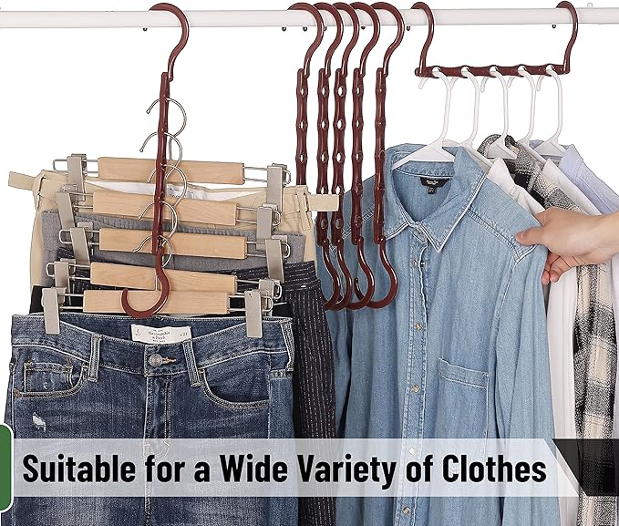 Mr. Pen Space Saving Hangers - 8 Pack Mahogany Color Space Saver Shirt Hangers