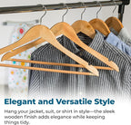 Honey-Can-Do Sturdy Maple Wood Hangers – Non-Slip Grooved Bar, Perfect for Shirts and Suits, Durable & Stylish, 24-Pack
