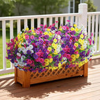 Ivydale 24 Bundles Artificial Flowers for Outdoors Faux Plants Spring Outdoor Decoration Faux Silk Morning Glory with Eucalyptus Realistic UV Resistant for Outside Porch Patio Window Garden Yard Home