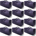 12 Pack Heavy Duty Extra Large Moving Bags W/Backpack Straps - Strong Handles & Zippers, Storage Totes For Space Saving, Fold Flat, Alternative to Moving Box and Storage Bin, Blue