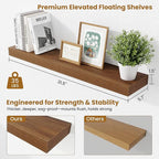 Fun Memories Bathroom Shelves 32 Inch Long Set of 2, Floating Shelves for Wall with Invisible Brackets, for Bedroom, Living Room, Kitchen, Walnut