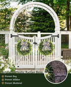 Set of 2, 20‘’ Boxwood Wreath for Front Door, Porch, Window - Foldable Greenery Boxwood Wreaths for Farmhouse Wedding Indoor Outdoor Decor - Spring, Summer, Fall, All Seasons (with Bow)