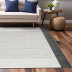 Modern Micro Loop Indoor Area Rugs for Living Room Bedroom Kitchen Geometric Striped Black-White 4x6 Luxury Durable Low and High Pile Non-Shedding Stain Resistant Soft Area Carpet 4 x 6