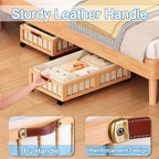 efluky 2-Pack Bamboo Under Bed Storage Containers with Wheels, Under Bed Clothes Storage Basket with Large Dust Bag, Rolling UnderBed Storage for Bedroom, Dorm and Basement, Nature