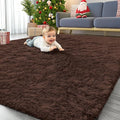 OLANLY 7x8 Machine Washable Large Area Rugs for Living Room, Bedroom, Soft Fluffy Shaggy Bedside Rug, Indoor Floor Carpet for Kids Girls and Boys, Dorms, Nursery, Home Decor Aesthetic, Coffee