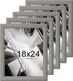 KTKDE Studio Gallery 18x24 Select Poster Frame Set of 5, Grey Wooden frames Display Poster, Posters & Art Prints for Artwork Wall Vertical or Horizontal Display best gift