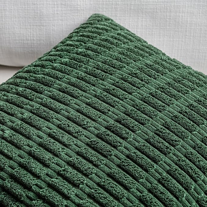 Fancy Homi 4 Packs Decorative Throw Pillow Covers for Living Room Couch Bed, Modern Farmhouse Boho Home Décor Accent Cushion Case, 20" x 20", Forest Green