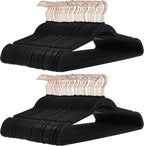 Amazon Basics Slim Velvet Non-Slip Space Saving Suit Clothes Hangers, Closet Organizer, Black/Rose Gold, 100-Pack