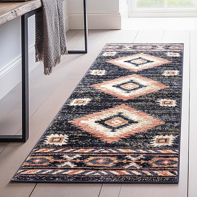 Well Woven Tulsa Lea Blue Traditional Southwestern Tribal 2'7" X 9'10" Runner Rug