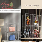 Clear Stackable Plastic Storage Bins with Lid, Dustproof Book Cosmetic Acrylic Display Cases with Magnetic Door, Large Figures Collectibles Showcase