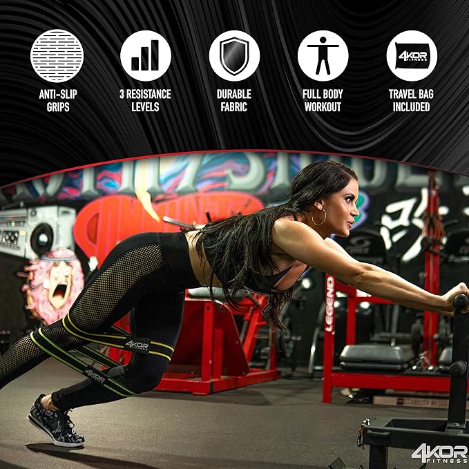 4KOR Fitness Resistance Loop Band Set, Perfect for Crossfit, Yoga, Physical Therapy, and Booty Building