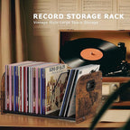 RUILALIFE Vinyl Record Storage Holder, Expandable Record Holder Rack With Movable Divider, 110 LP Album Display Shelf Stand, Magazine Holder