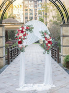 Lisuun Wedding Arch Flowers, Artificial Flowers for Decoration, 2pcs Flower Swag and 1 pcs Semi-Sheer Chiffon Table Runner Swag for Beautiful Dream Wedding Ceremony Floral Decor - Pack of 3