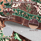 U'Artlines 2x3 Washable Boho Area Rug, Small Non Slip Vintage Doormat for Indoor Front Door Ultra Thin Mat Carpet for Entryway Kitchen Bathroom Bedroom Rust＆Teal