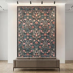 GarveeHome Indigo Blue and Pink Vintage Floral Washable 6x9 Area Rugs for Living Room Boho Retro Rug Low Pile Stain Resistance Non Slip Carpet for Bedroom Nursery Dining Room