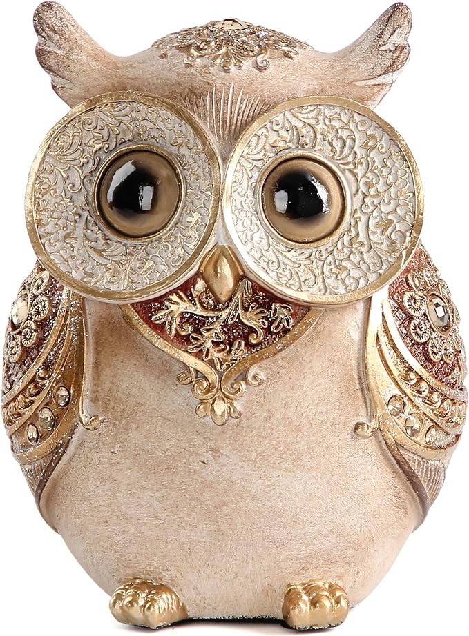 Smadeer Owl Statue for Home Decoration for Shelf Bookshelf OfficeTable Indoor Decor Accents Adorable Big Eye Owl Statues and Sculptures Animal Owls Gift for Bird Lover Cute Figurine