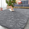 OLANLY 7x10 Machine Washable Large Area Rugs for Living Room, Bedroom, Soft Fluffy Shaggy Bedside Rug, Indoor Floor Carpet for Kids Girls and Boys, Dorms, Nursery, Home Decor Aesthetic, Light Grey