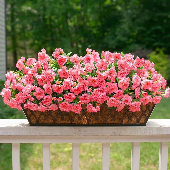 HyeFlora Artificial Faux Outdoor Flowers Plants for Spring Summer Decoration, Fake Silk Camellia UV Resistant Look Real for Planter Outside Front Door Porch Patio Balcony, 3 Large Bundles