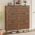 Shoe Cabinet for Entryway with 6 Flip Drawers, Slim Wooden Shoe Storage Organizer with Modern Fluted Pannel，Freestanding Narrow Hidden Shoe Rack for Hallway, Foyer, Living Room