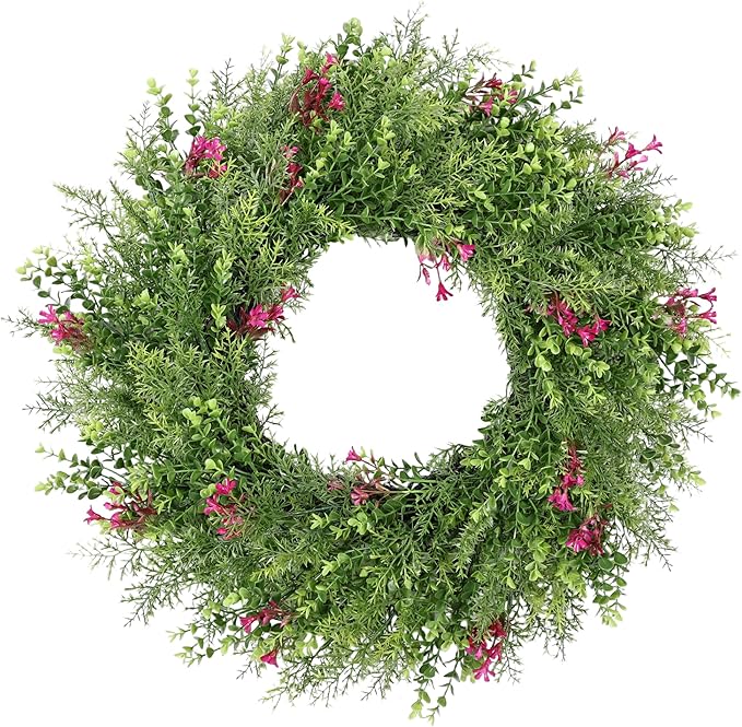 24 Inch Summer Wreaths for Front Door Spring Wreath Outdoor Green Door Wreath for All Seasons Porch Living Room Bedroom Indoor Outdoor Window Wall Farmhouse Home Decoration
