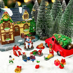 Rileryan Christmas Village Vintage Red Truck Decor Figurines for Mini Christmas Village Town Accessories Pieces Cars Vehicles Sets Decorations Home Indoor Decor Gift