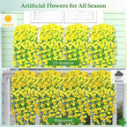 Artificial Hanging Flowers for Outdoors, 6 PCS Silk Morning Glory Artificial Flowers with Eucalyptus Leaves, UV Resistant Fake Flower Realistic Faux Plants for Home Patio Porch Garden Decor, Yellow