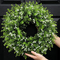 26In Artificial Boxwood Wreaths for Front Door,Boxwood Spring Summer Door Wreath,Artificial Greenery Wreath, Hanging for Home Porch Farmhouse Window Wedding Party Decor All Year Round Indoor Outdoor