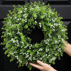 26In Artificial Boxwood Wreaths for Front Door,Boxwood Spring Summer Door Wreath,Artificial Greenery Wreath, Hanging for Home Porch Farmhouse Window Wedding Party Decor All Year Round Indoor Outdoor