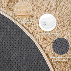 3'x3' Beige Round Rug for Bedroom, Ultra Soft Fluffy Circle Rug for Kids Girls Boys Room, Cute Small Shag Rugs for Living Room Playroom Tent Castle Home Decor Rug