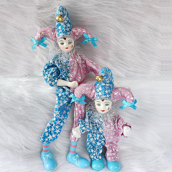 Maxyoung 14 Inch Porcelain Clown Doll Vintage Dolls Figurine, Collectible Figure, Hand Painted Toy, Christmas Halloween Birthday Gift, Twisted Body