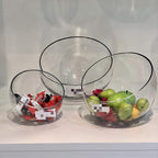 WGV Slant Cut Bowl Glass Vase, Width 11", Height 9.5", Clear Terrarium, Candy Dish, Fruit Jar, Floral Container for Wedding Party Event, Home Office Decor, 1 Piece