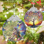 Jocidea Fairy Ornament - Stained Glass Hanging Decor - Christmas Tree Decor - Gift for Friends & Sisters
