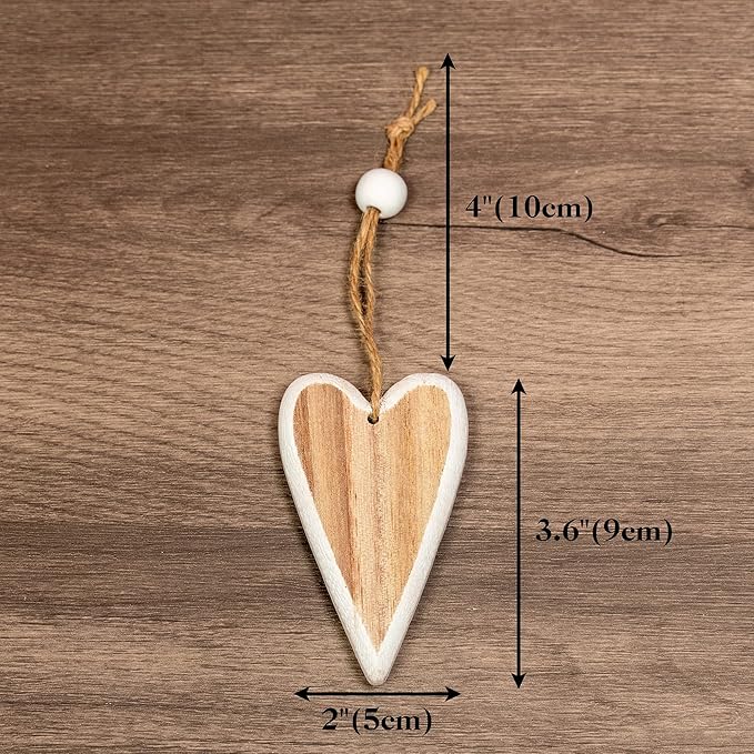 Sun&Beam Heart-Shaped Wooden Decorative Seven Styles Hanging Handmade Hearts Ornaments for Wedding Party Valentine Christmas Home Decoration Car Décor (All-7Pcs, 1Pcs)