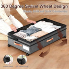 Under Bed Storage with Wheels - 2Pack 70L UnderBed Storage Containers with Clear Lid & Label, Rolling Under Bed Storage Bins for Clothes, Shoes, Blankets (XXL,Grey)