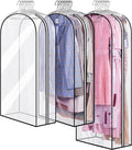 MISSLO 10" Gusseted All Clear Garment Bags for Hanging Clothes 40"+50" Suit Bags for Closet Storage Dresses Protectors for Shirts, Coats, Gowns, 3 Packs