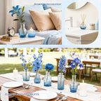 Der Rose Glass Bud Vases Set of 32 Small Blue Flower Vases for Rustic Wedding Centerpieces Table Decorations and Home Office Decor(Blue)