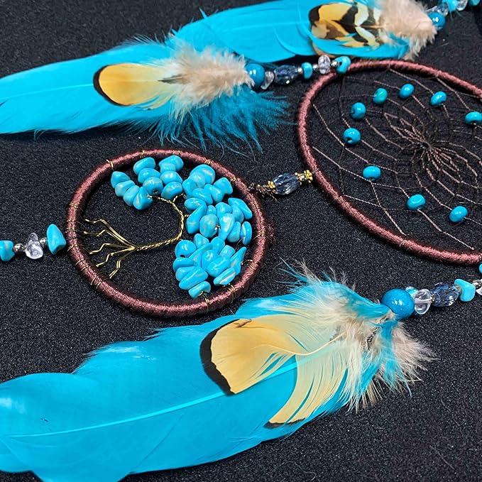 Large Dream Catchers for Bedroom,Dream Catchers for Adults, Dream Catcher Wall Hangings,Boho Dream Catcher Wall Decor Turquoise Handmade Hanging Ornament Home Decoration Party Blessing Festival Gift