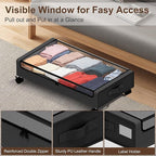 Under Bed Storage with Wheels - 2Pack 60L Underbed Storage Containers with Clear Lid & Label, Rolling Under Bed Storage Bins for Clothes, Shoes, Blankets (XL,Black)