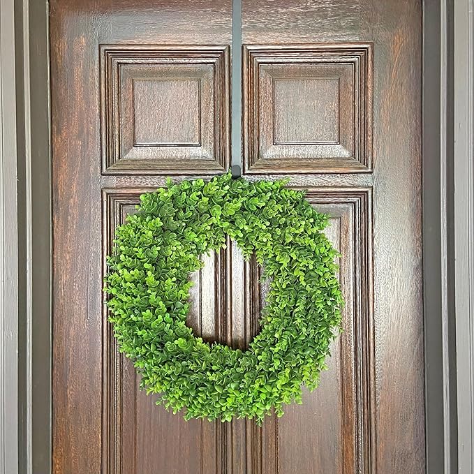 Haute Decor Dual-Sided Wreath Hanger (Matte Black) - Hang Decorations on Front and Back of Your Door - Strong Hooks Hold up to 20 pounds on Each Side