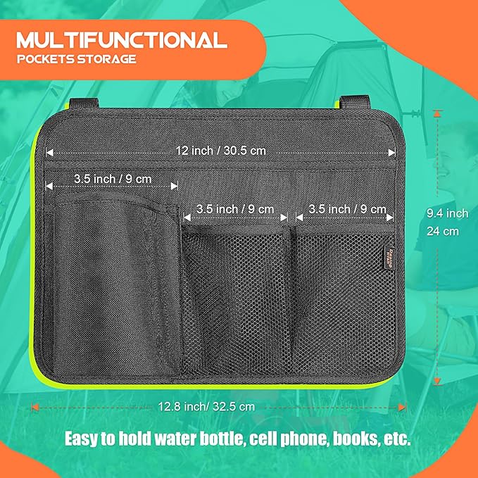 Beach Chair Arm Organizer Wheelchair Side Bag Camping Chair Side Organizer Caddy Storage Bag for Wheelchair/Beach Chair/Camping Chair Arm Accessories for Magazine/Tablet/Drinks