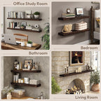 Marsmiles 72 inch Floating Shelves for Wall Solid Elm Wood Wall Mounted Shelves|Rustic Long Floating Shelves with Invisible Bracket for Bathroom Kitchen|Rounded Edge|Walnut, 1 Pack