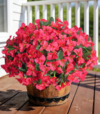 Faux Bougainvillea Artificial Plants Flowers for Outdoors Spring Outside Decor, 4 Bundles Red Fake Bougainvillea Silk Outdoor Flowers UV Resistant Look Real for Porch Patio Window Planter Garden Home