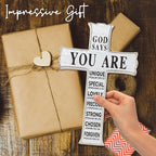 VZVCTFS God Says You Are Wooden Cross - 6.5x10 Inch Inspirational Bible Verse Wooden Hanging Signs Easter Decor for Home Office Church Baptism - Christian Gifts for Men Women（White）- A09